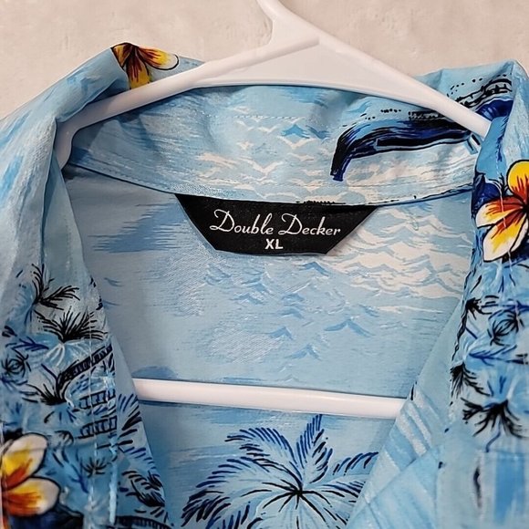 Double Decker Men's Hawaiian Button Front Camp Shirt Island Floral Size XL - Picture 4 of 14